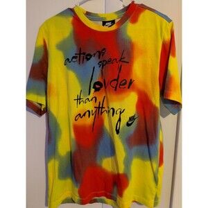 Nike Tie Dye T-Shirt Mens Large Multicolor Actions Speak Louder Than Anything